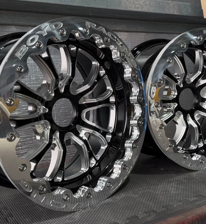 Boyd Coddington Bristol Wheels 15x9, Gloss Black Milled - PRO DRAG Beadlock